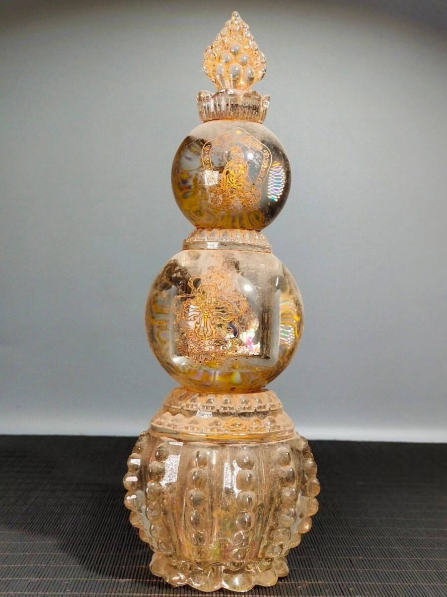 清・水晶細作・描金・仏塔・舍利塔・逸品仏具・供養品 』極細工 清・水晶細作・描金・仏塔・舍利塔・逸品仏具・供養品 』極細工