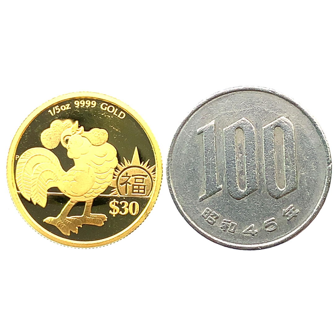 とり 鶏金貨 ツバル エリザベス女王 2017年 24金 純金 6.2g 1/5オンス コイン イエローゴールド コレクション Gold