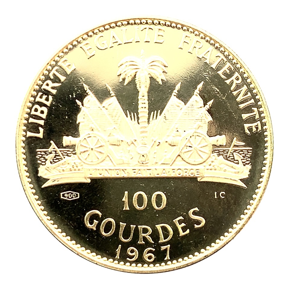ハイチ 100グルド金貨 1967年 21.6金 19.8g コイン イエローゴールド コレクション Gold 美品