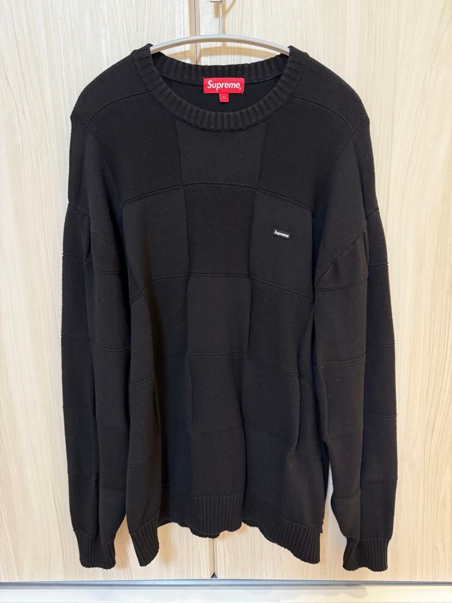 Supreme パッチワーク ニット Lサイズ 黒 スモール ロゴ Supreme パッチワーク ニット Lサイズ 黒 スモール ロゴ