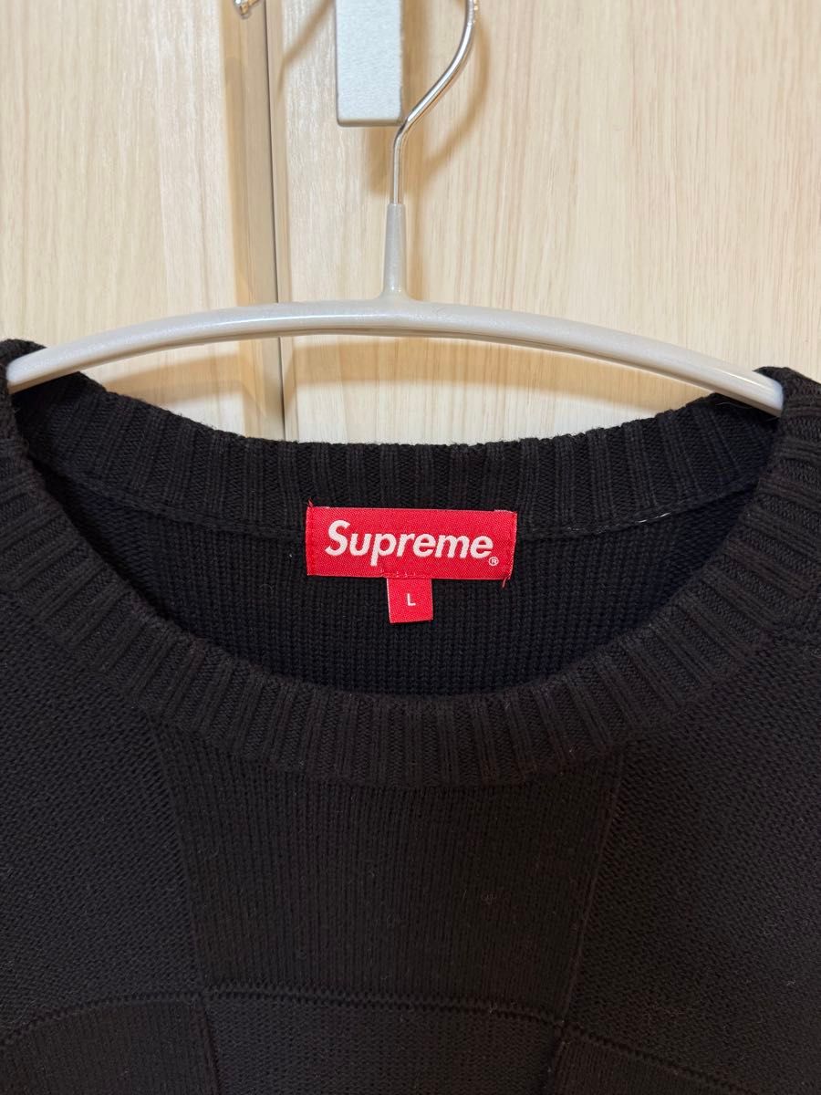 Supreme パッチワーク ニット Lサイズ 黒 スモール ロゴ Supreme パッチワーク ニット Lサイズ 黒 スモール ロゴ