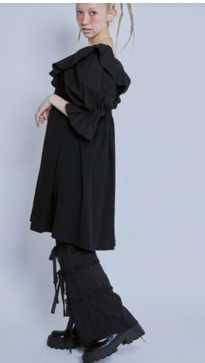 Candy Stripper LITTLE GIRL SHIRRINGワンピース 黒 フリル Candy Stripper LITTLE GIRL SHIRRINGワンピース 黒 フリル