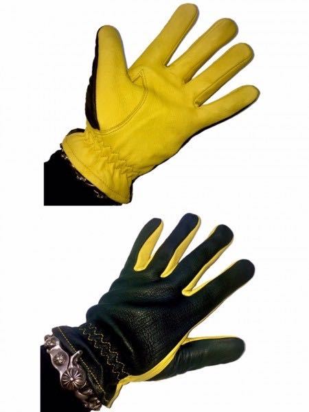 送料無料 特価 NAPA GLOVES ナパ SUPER STYLE 鹿革 グローブ プレーン オールシーズン 875BG-L BLACK×GOLD 黒×黄 ツートーン 旧車會_画像3