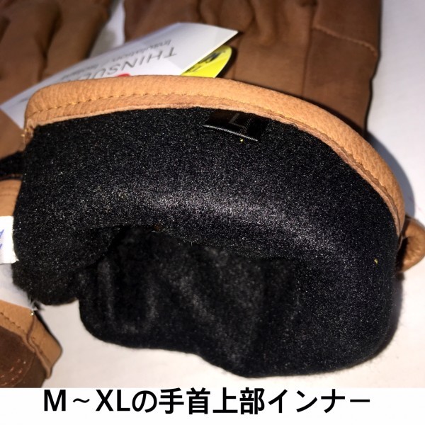 送料無料★NAPA GLOVES ナパ 鹿革 防寒 冬用 ガントレット シンサレート グローブ 822TL-XS BROWN 茶 裏地付 レディース対応 男女兼用_画像7