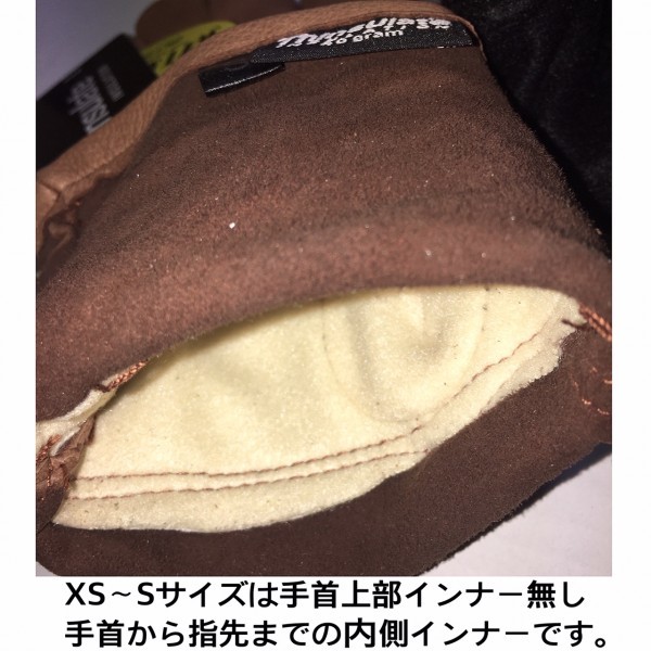 送料無料★NAPA GLOVES ナパ 鹿革 防寒 冬用 ガントレット シンサレート グローブ 822TL-XS BROWN 茶 裏地付 レディース対応 男女兼用_画像8