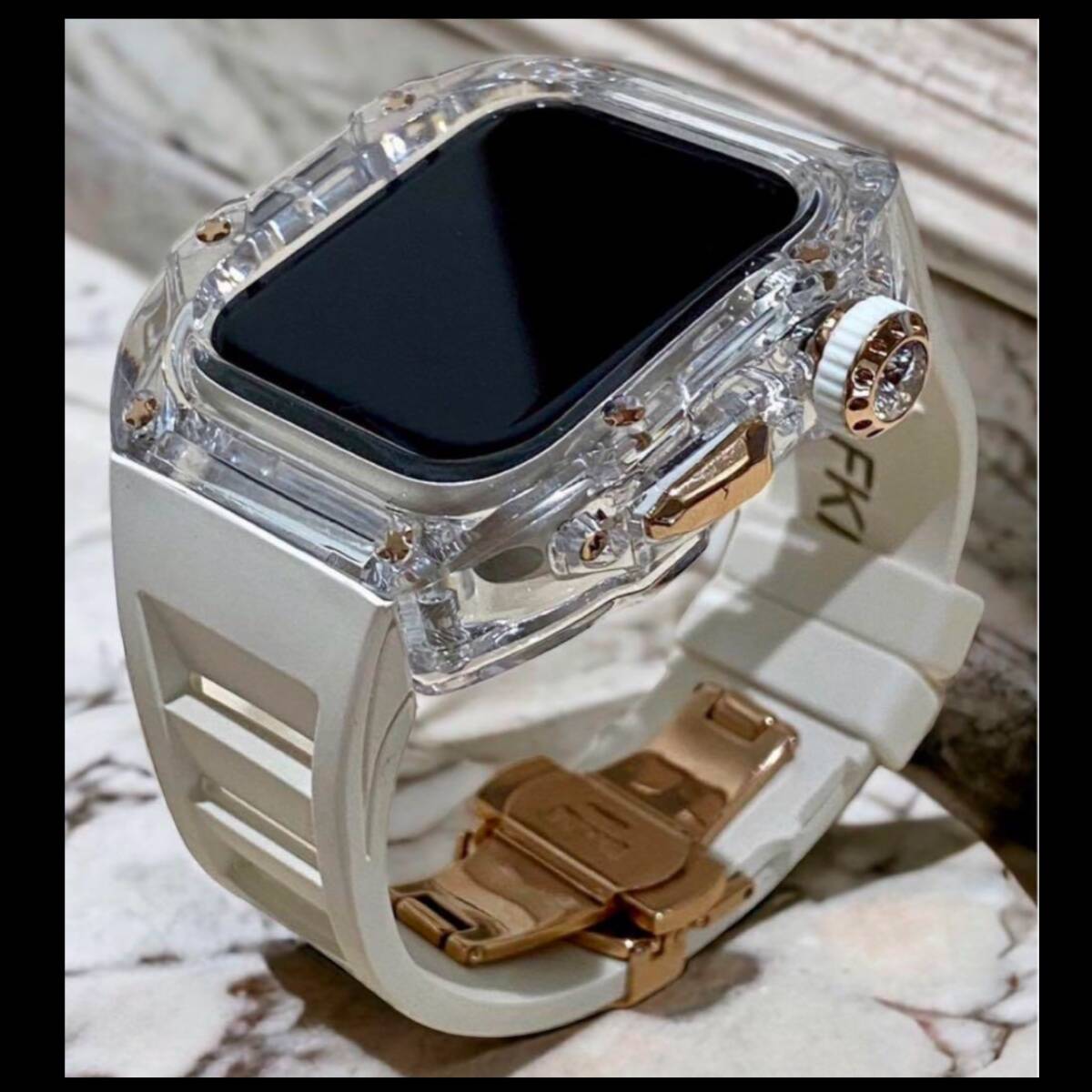 高級AppleWatch アップルウォッチバンド ラバーベルトカバー49透白 時計用ベルト・バンド 高級AppleWatch アップルウォッチバンド ラバーベルトカバー49透白 時計用ベルト・バンド
