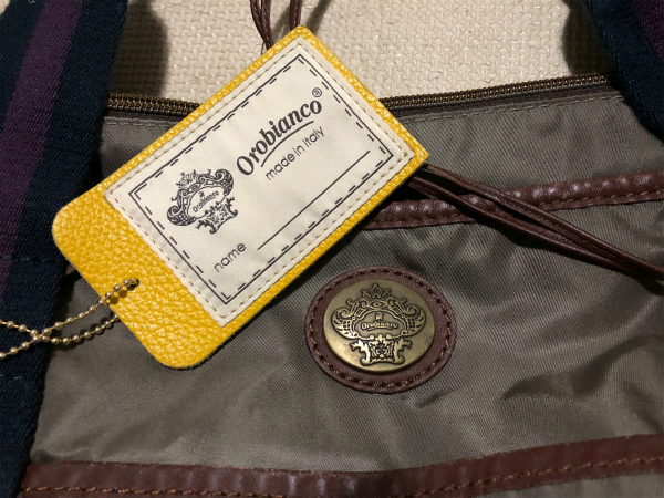 Orobiancoブラウン系レザー2wayショルダー付きトートバッグ仕事鞄