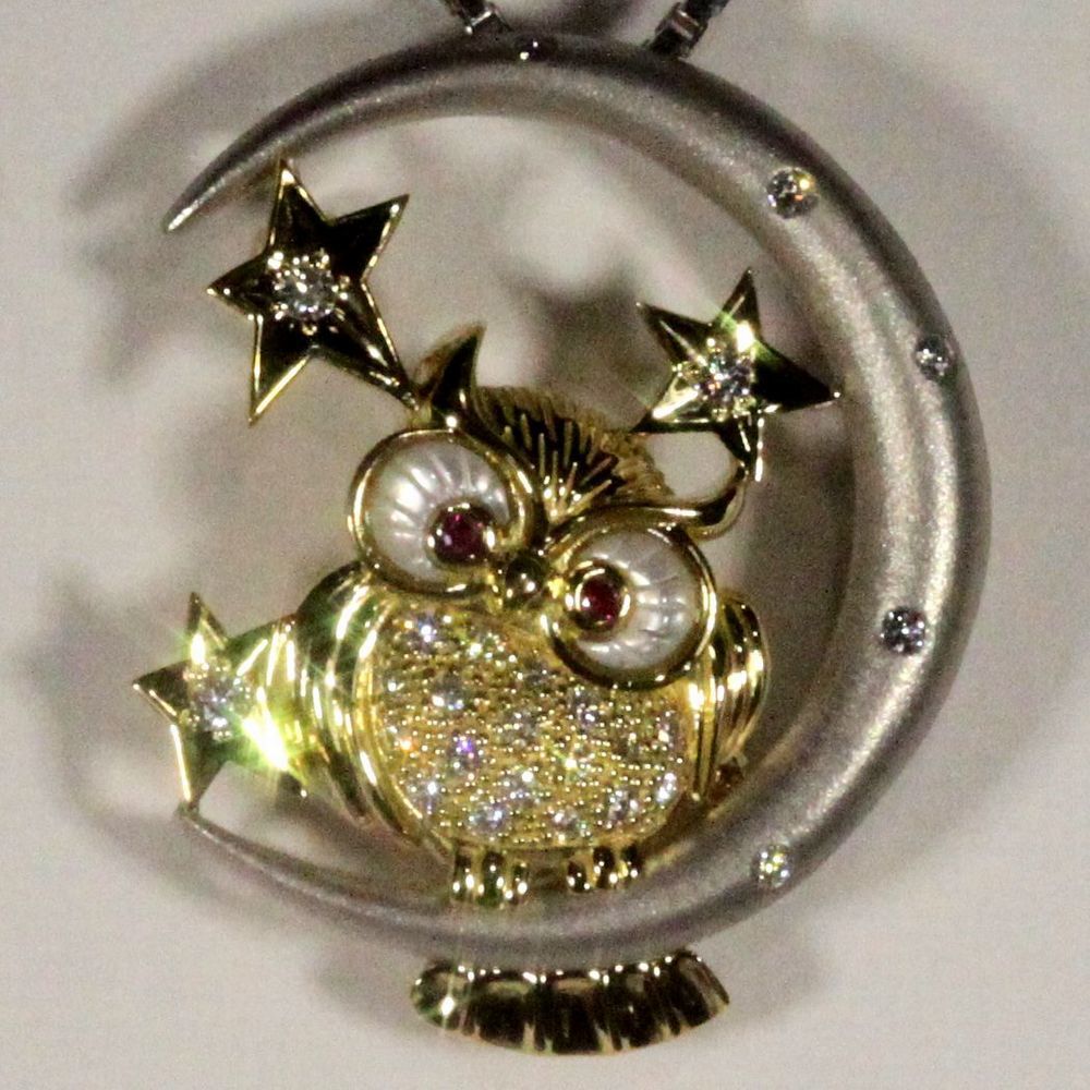  love appear owl., pendant combined use brooch,K18YG/K18WG