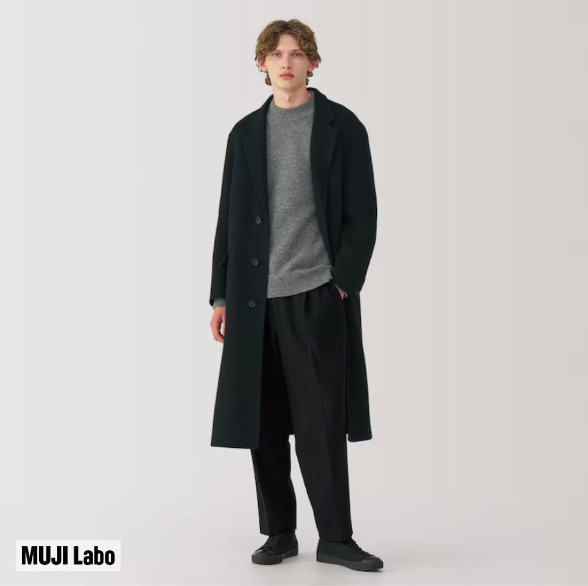 新品】 Muji Labo カシミア混 チェスターコート L ブラック 無印 新品】 Muji Labo カシミア混 チェスターコート L ブラック 無印