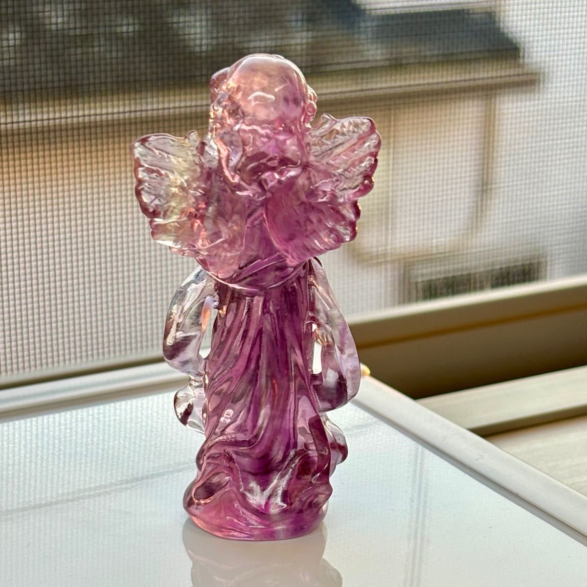フローライト天使 置物 見事な彫り 高品質 蛍石 エンジェル 女神 フローライト天使 置物 見事な彫り 高品質 蛍石 エンジェル 女神