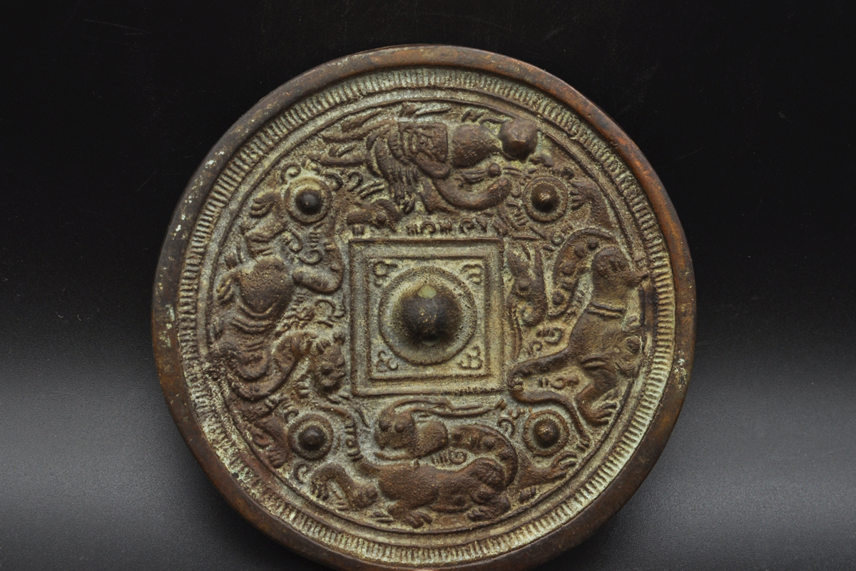 * Tang предмет старый . старый .* медный 4 .. медь зеркало China старый изобразительное искусство канцелярские товары каллиграфия медь контейнер украшение 