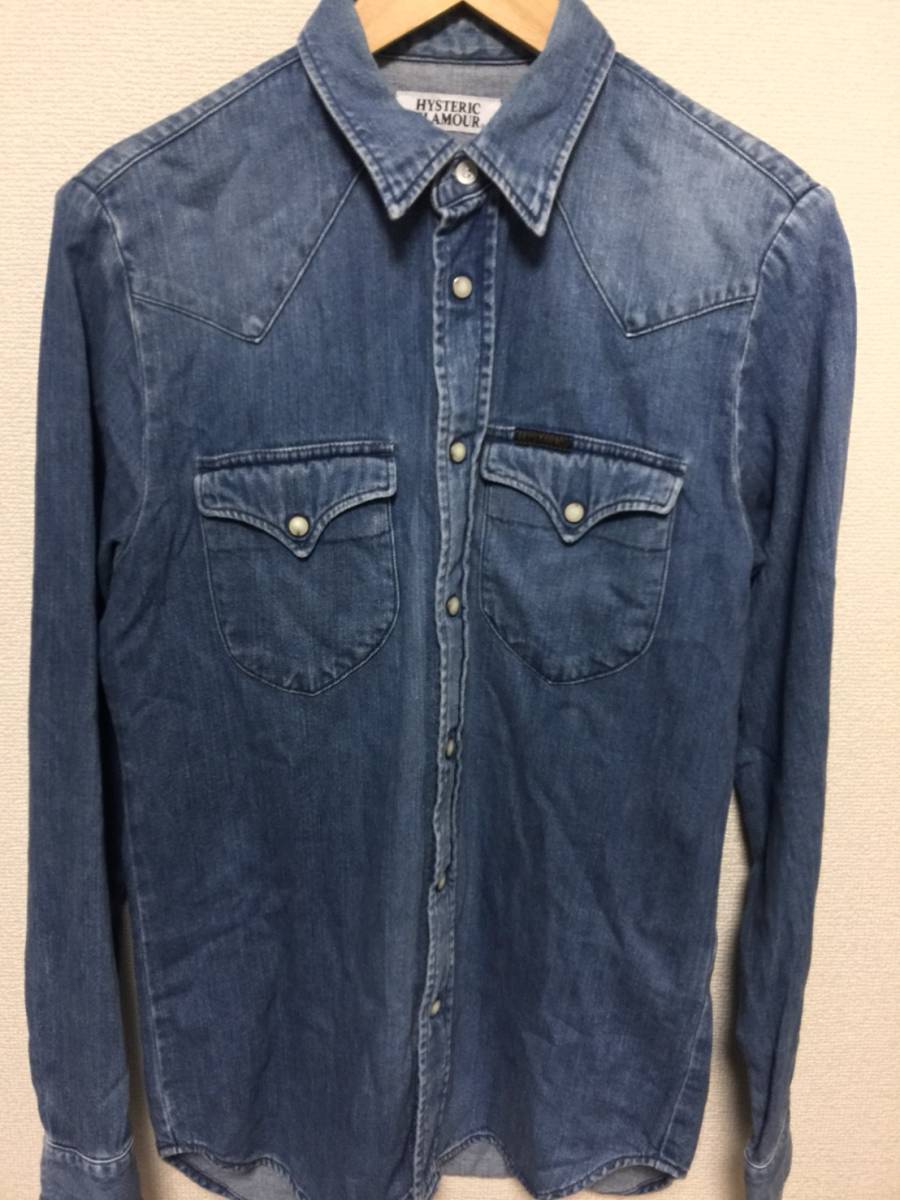* price cut negotiations equipped * Hysteric Glamour LU processing Denim shirt *L330* size M* beautiful goods regular price 28600 jpy Vintage processing hysteric first come, first served 