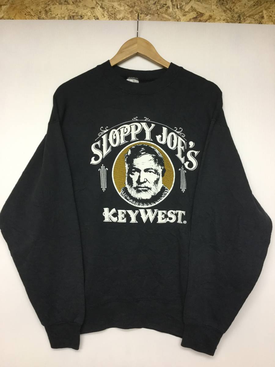 80s 90s USA製 SLOPPY JOE`S ブラック スウェット Lサイズ Fruit of the loom ヘミングウェイ