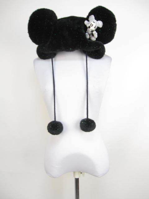 東京ディズニーリゾート ファンキャップ 帽子 耳当て ミッキーマウス フリーサイズ 黒 D704