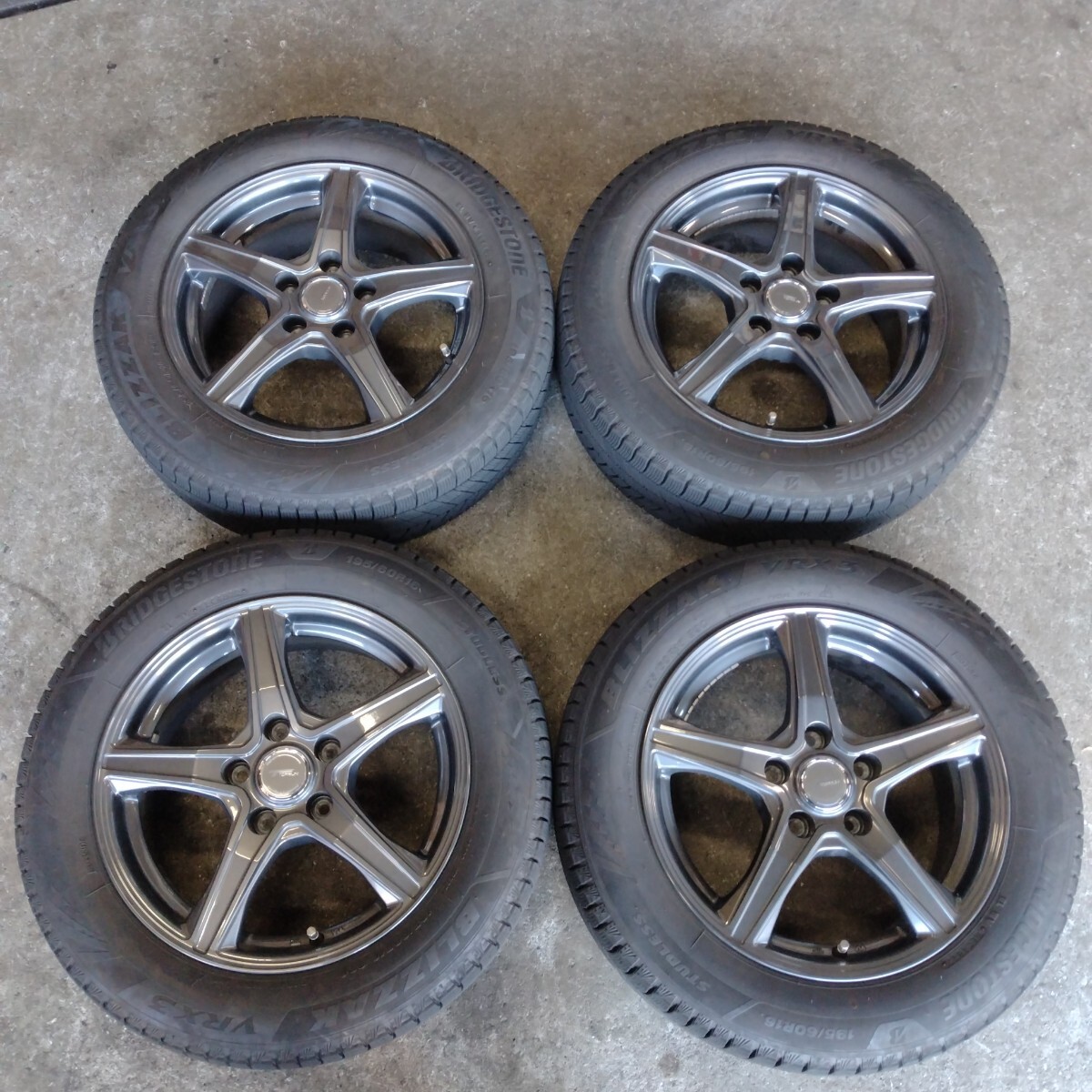 売り切り ブリヂストン BLIZZAK VRX3 195/60R16 4本セット ホイールトップランVR5 16インチ6.5J+46 5H114.3 2022年48週セリアル