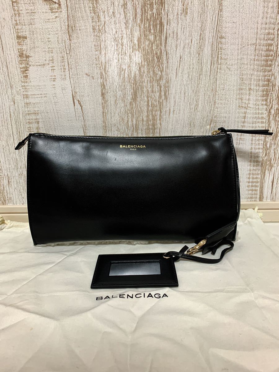 BALENCIAGA バレンシアガ レザー クラッチバッグ ミラー付き-