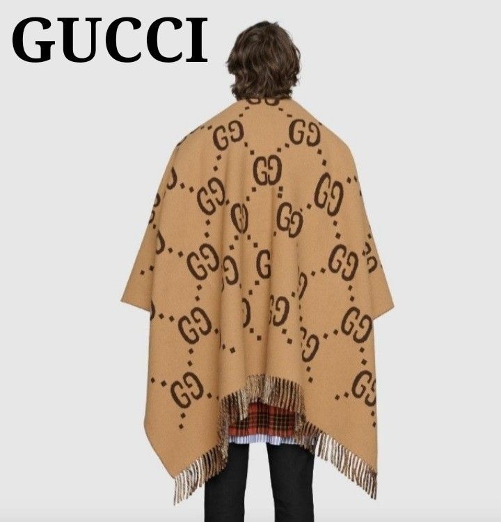 希少限定 グッチ GGロゴ チェック ウール リバーシブル 大判 希少限定 グッチ GGロゴ チェック ウール リバーシブル 大判