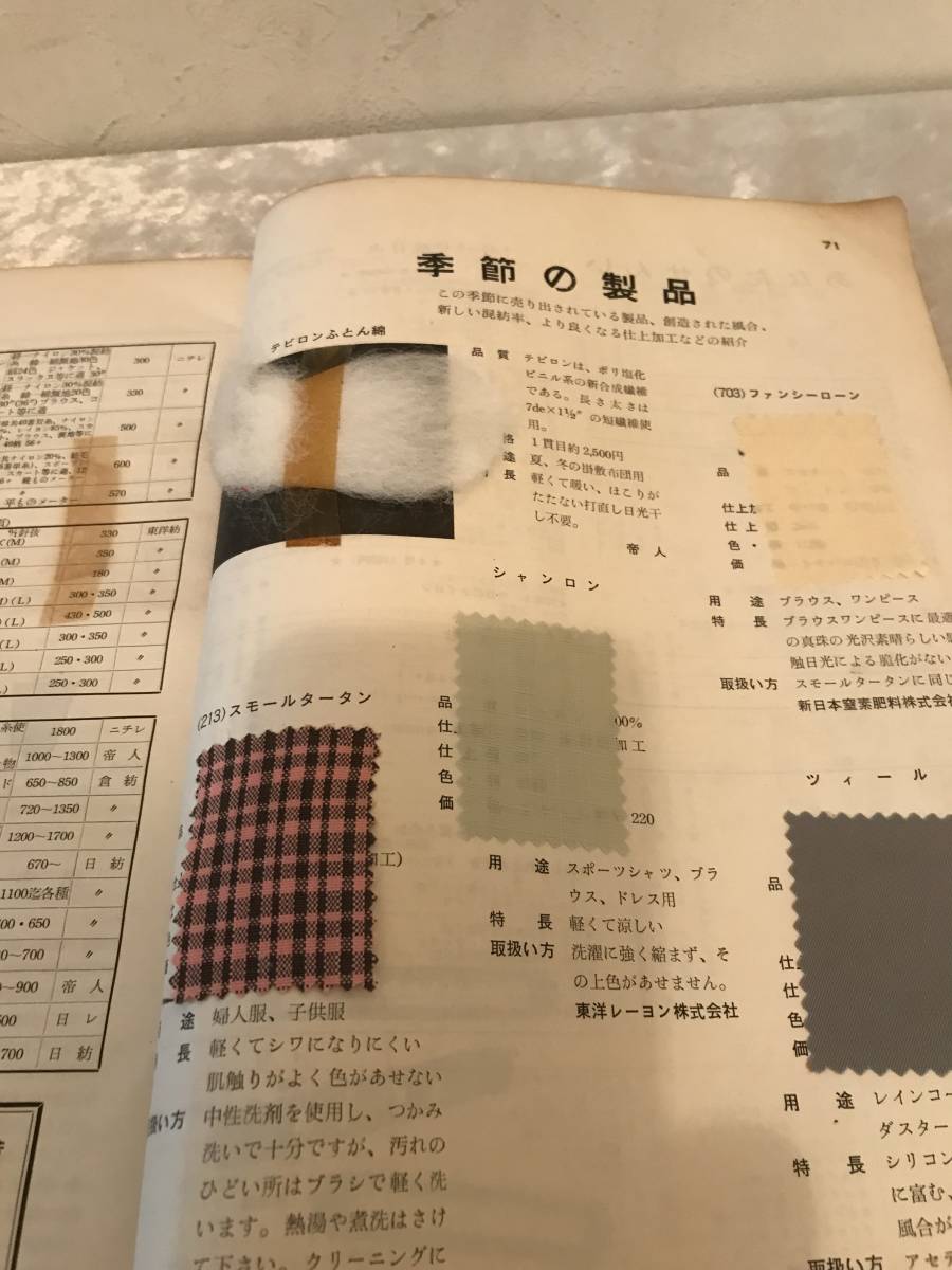 被服科学雑誌　あなたのせんい1957　夏　5号　季刊誌　サンプル繊維に見本貼り付け有り_画像10