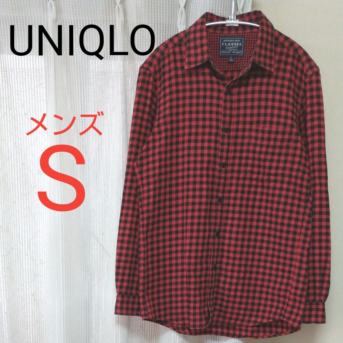 UNIQLO メンズ フランネルシャツ レッド系 チェック柄 S UNIQLO メンズ フランネルシャツ レッド系 チェック柄 S