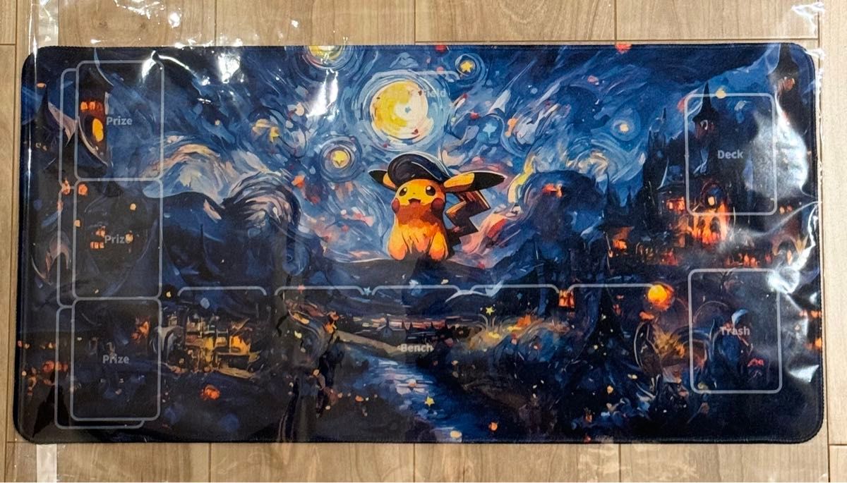 ポケモン ゴッホ 星月夜 ピカチュウ ラバー プレイマット ポケモン ゴッホ 星月夜 ピカチュウ ラバー プレイマット