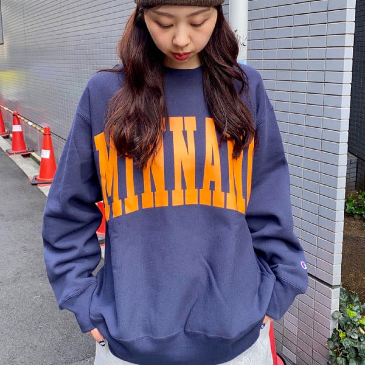 Champion × BEAMS × MINNANO】Logo Crew Neck Sweat【L Champion × BEAMS × MINNANO】Logo Crew Neck Sweat【L