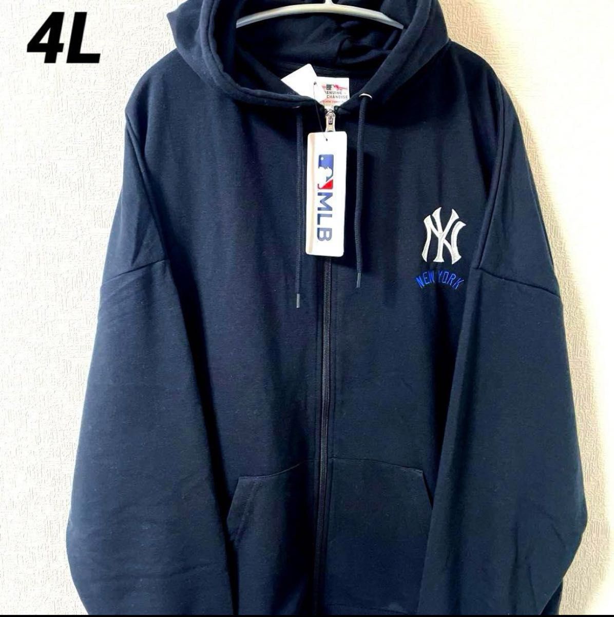 MLB ヤンキース ジップアップパーカー スウェット 刺繍ロゴ 4L MLB ヤンキース ジップアップパーカー スウェット 刺繍ロゴ 4L