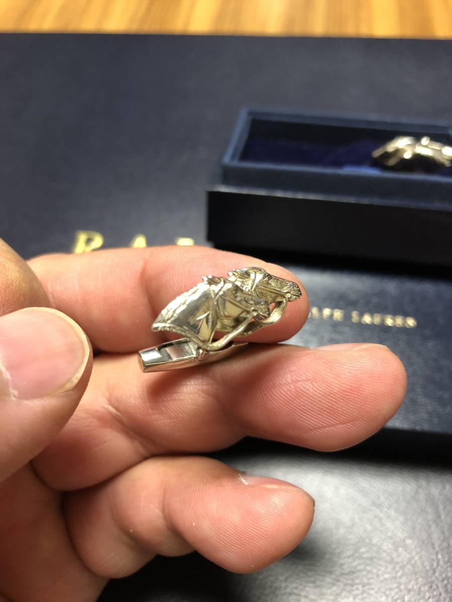 [ records out of production / hard-to-find ] sense eminent *RALPH LAUREN highest rank PURPLE LABEL* silver 925 exclusive use BOX attaching 3D solid double po knee top class cuff links RRL