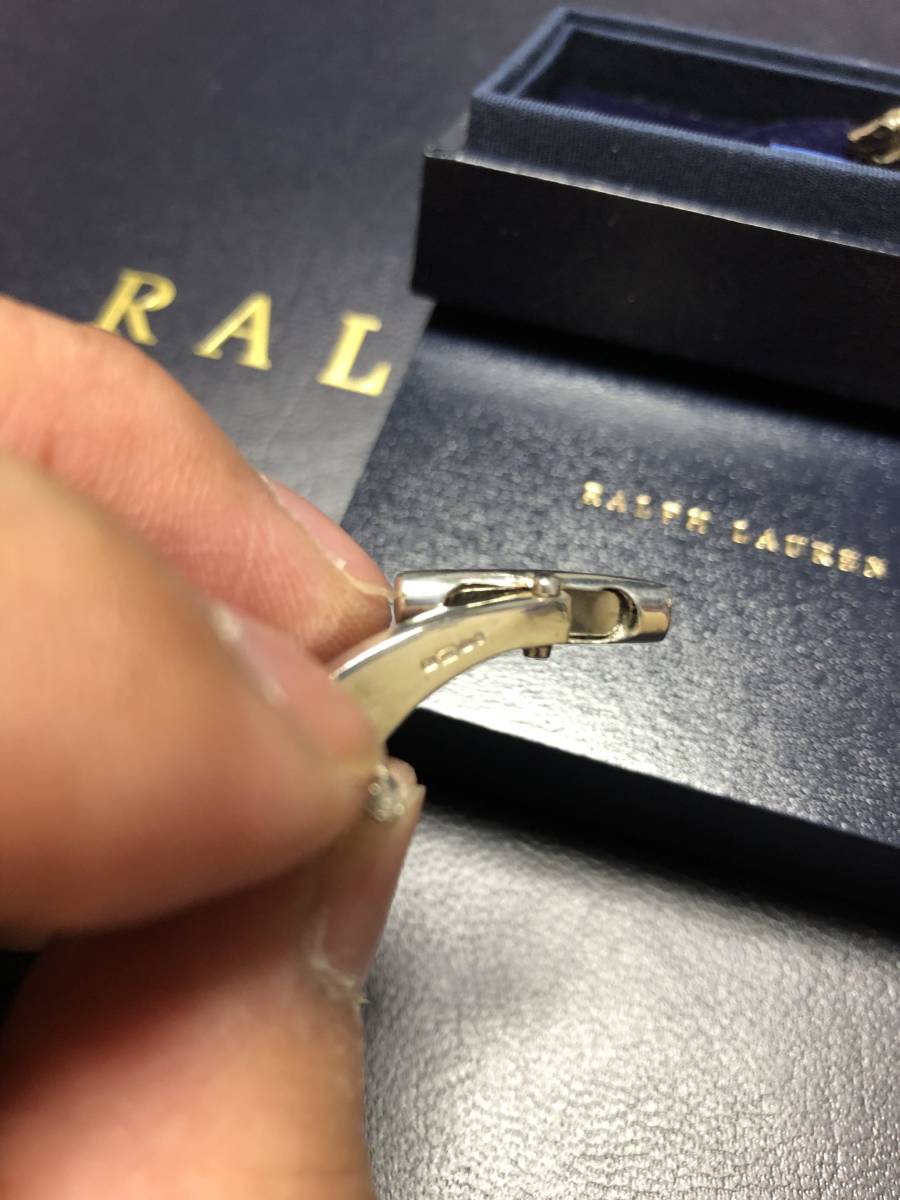 [ records out of production / hard-to-find ] sense eminent *RALPH LAUREN highest rank PURPLE LABEL* silver 925 exclusive use BOX attaching 3D solid double po knee top class cuff links RRL