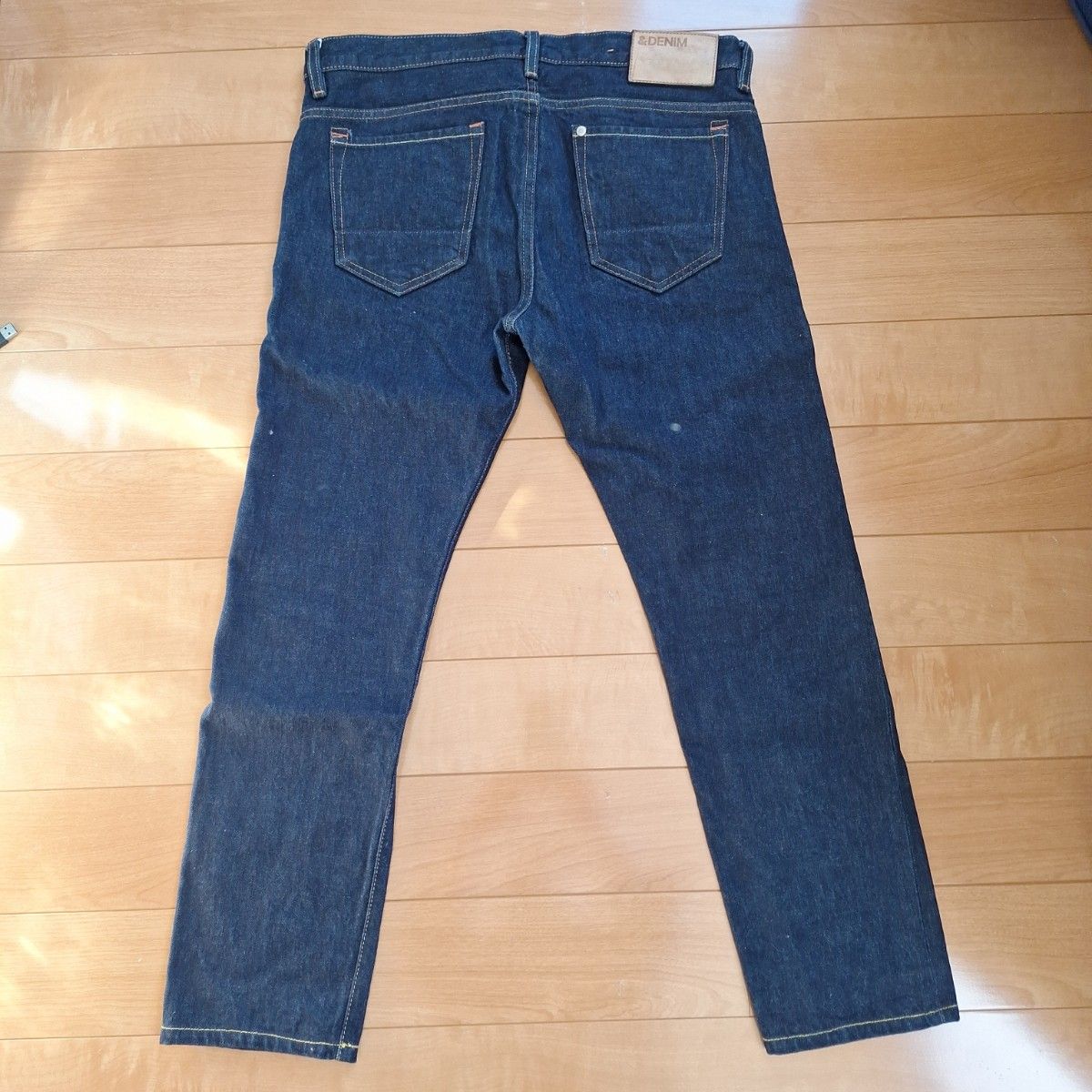 H&M 赤耳セルビッチボタンフライスリムフィトデニム濃紺色 H&M 赤耳セルビッチボタンフライスリムフィトデニム濃紺色