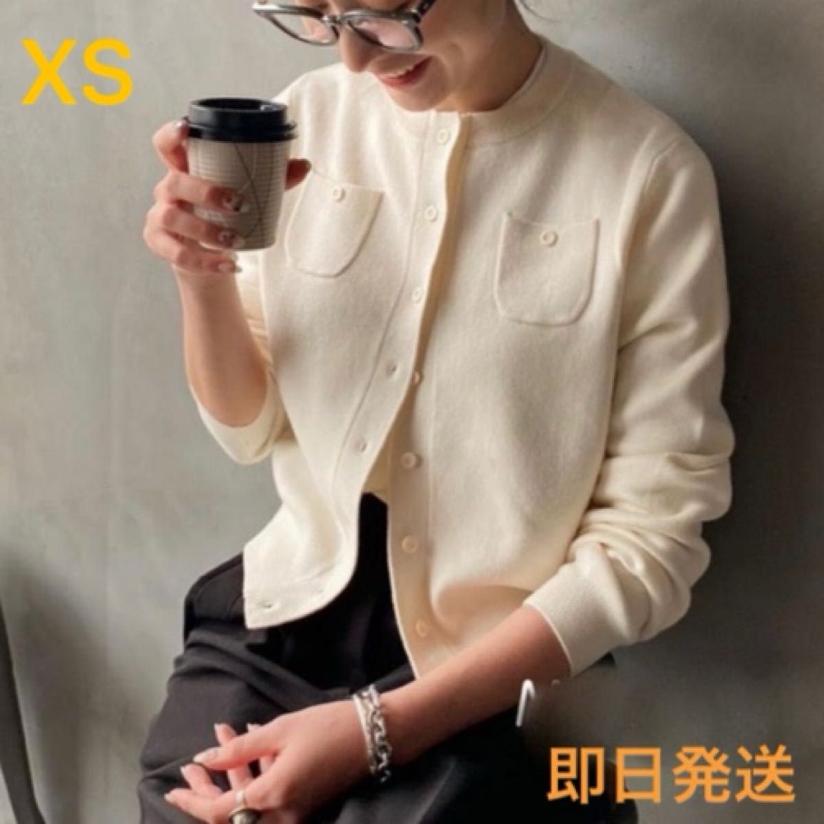 新品 CABaN コットンカシミヤ クルーネックカーディガン XS 新品 CABaN コットンカシミヤ クルーネックカーディガン XS