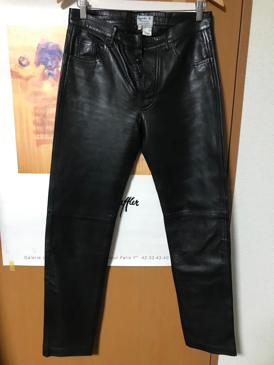 agnes b homme アニエスベー オム レザーパンツ size40 ブラック agnes b homme アニエスベー オム レザーパンツ size40 ブラック