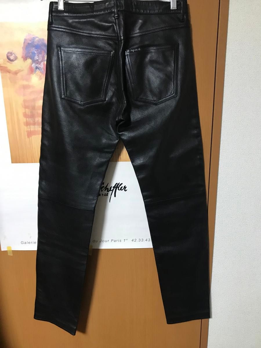 agnes b homme アニエスベー オム レザーパンツ size40 ブラック agnes b homme アニエスベー オム レザーパンツ size40 ブラック