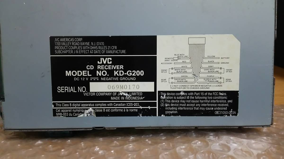 JVC Victor CD панель KD-G200 50W×4ch 1din работа OK плеер аудио CD-RW соответствует 12V [ редкостный иностранная модель Северная Америка specification Canada USDM