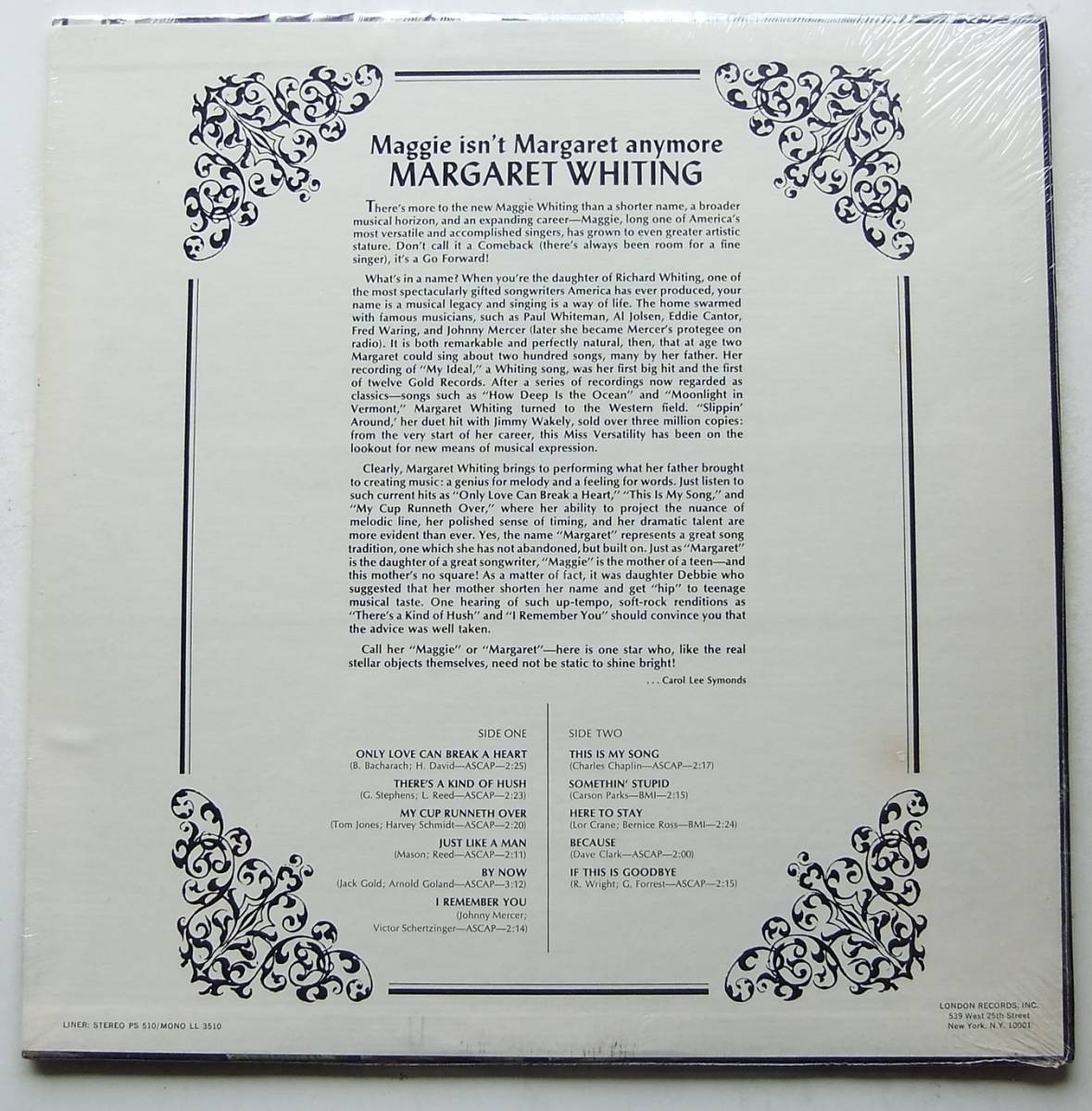 ◆ 未開封・希少 ◆ MARGARET WHITING / Maggie Isn ' t Margaret Anymore ◆ London LL 3510 ◆_画像2