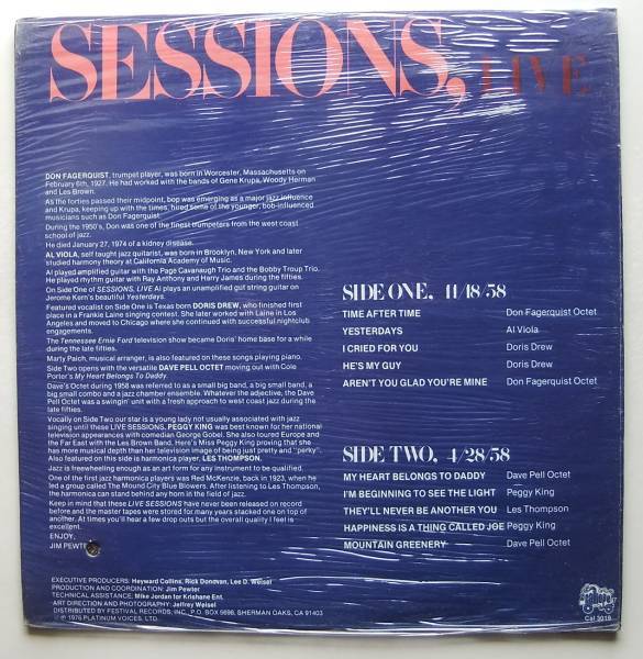 ◆ 未開封・希少 ◆ SESSIONS, LIVE / DON FAGERQUEST, DAVE PELL and AL VIOLA ◆ Calliope CAL-3019 ◆ 2_画像2