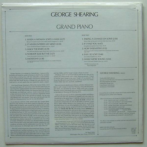 ◆ 未開封・希少 ◆ GEORGE SHEARING / Grand Piano ◆ Concord CJ-281 ◆_画像2
