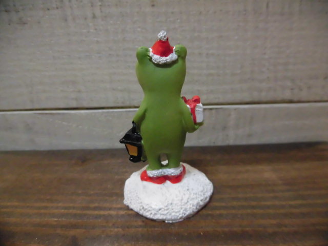 ◎樹脂製◎Xmas かえる 蛙 カエルの置物　オブジェ　雑貨 サンタ プレゼント 　ランプ メリクリ_画像3