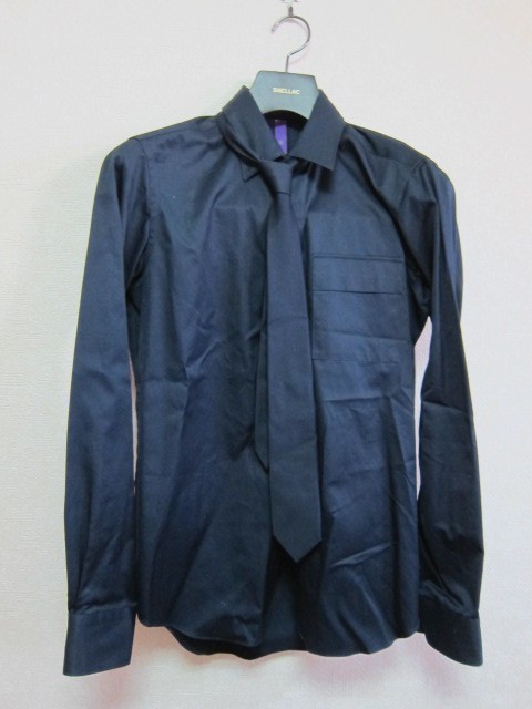 SIZRI BASIC シャツ M 長袖 ブラック ネクタイ付 #410A4012B44 シズリベーシック_画像1