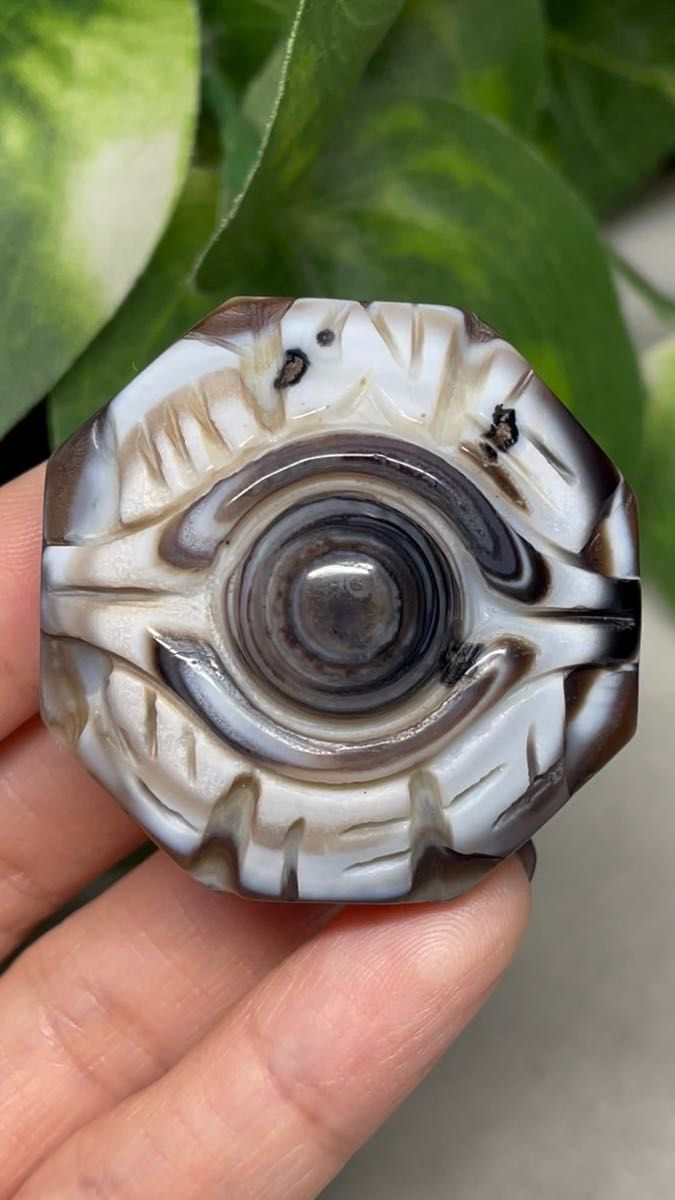 チベット 天眼石法器 瑪瑙 太極ハ卦龍仏眼 高品質 ビーズ 貫通穴 パーツ