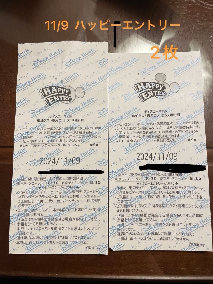 11/9 ハッピーエントリー アーリーエントリー ディズニーランド