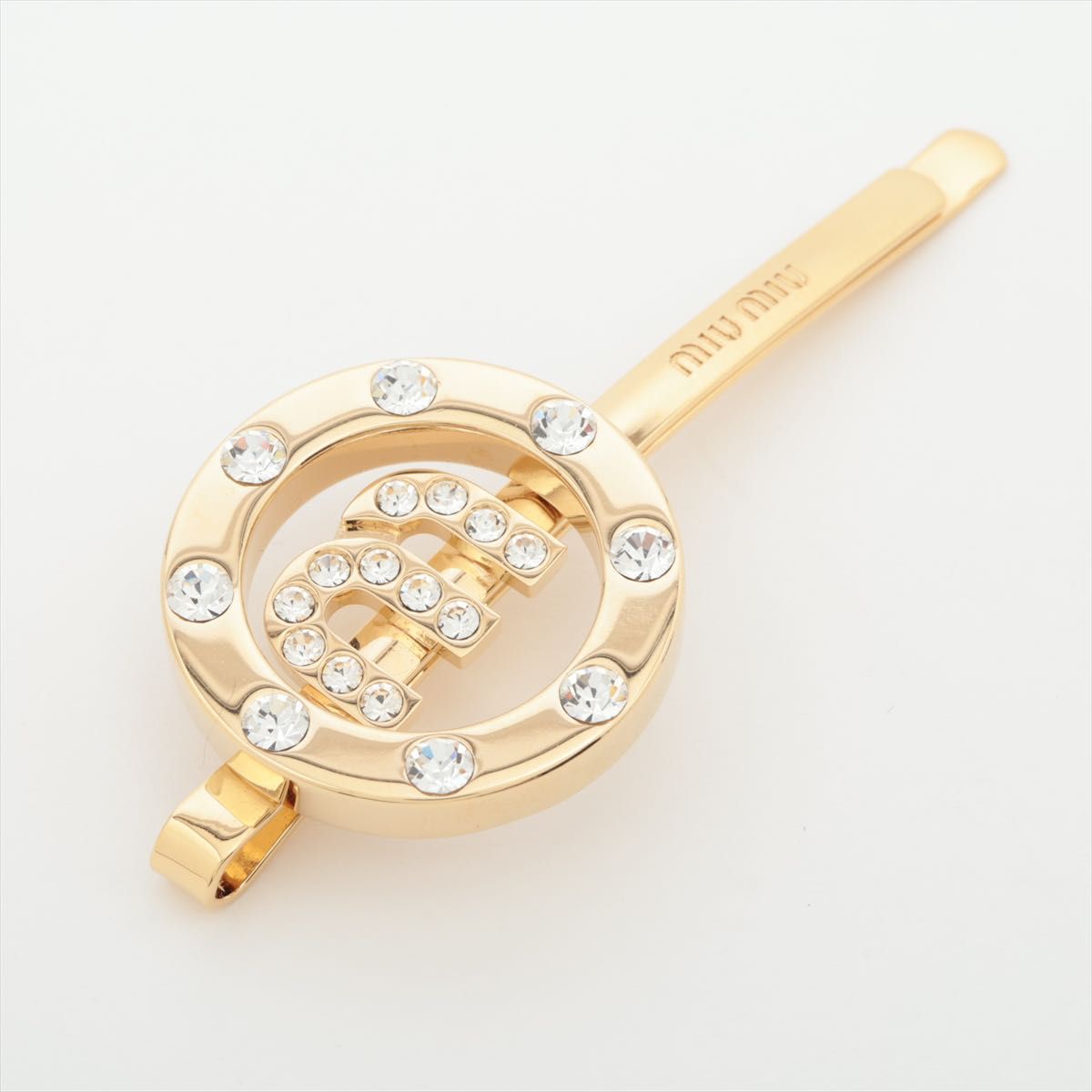 miu miu サークルロゴ ヘアクリップ ラインストーン ビジュー 箱 miu miu サークルロゴ ヘアクリップ ラインストーン ビジュー 箱