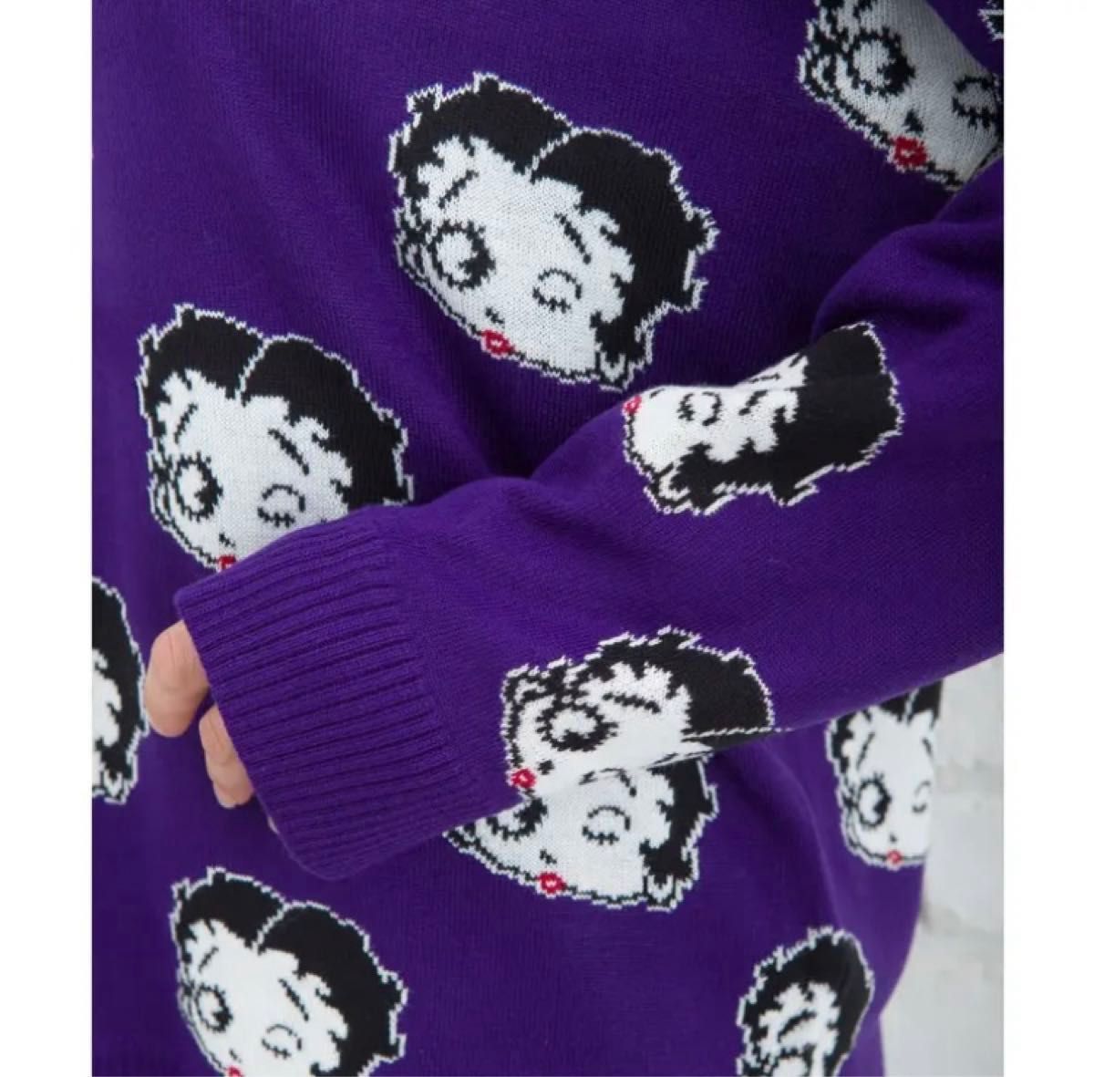 BETTYBOOP ベティちゃん ニット セーター レディース M パープル BETTYBOOP ベティちゃん ニット セーター レディース M パープル