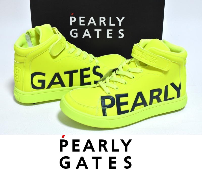 1着でも送料無料 GATES PEARLY 【送料無料】新品 ロゴ スパイク パーリーゲイツ イエロー 053-0992310 24.5cm ゴルフシューズ ミドルカット 24.5cm