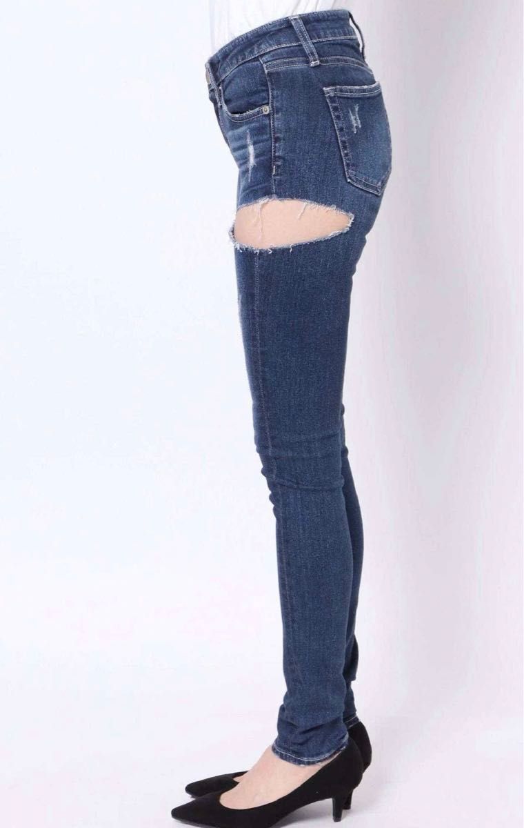 希少サイズ XL GYDA SIDE RIPPED スキニーデニム ブルー 希少サイズ XL GYDA SIDE RIPPED スキニーデニム ブルー