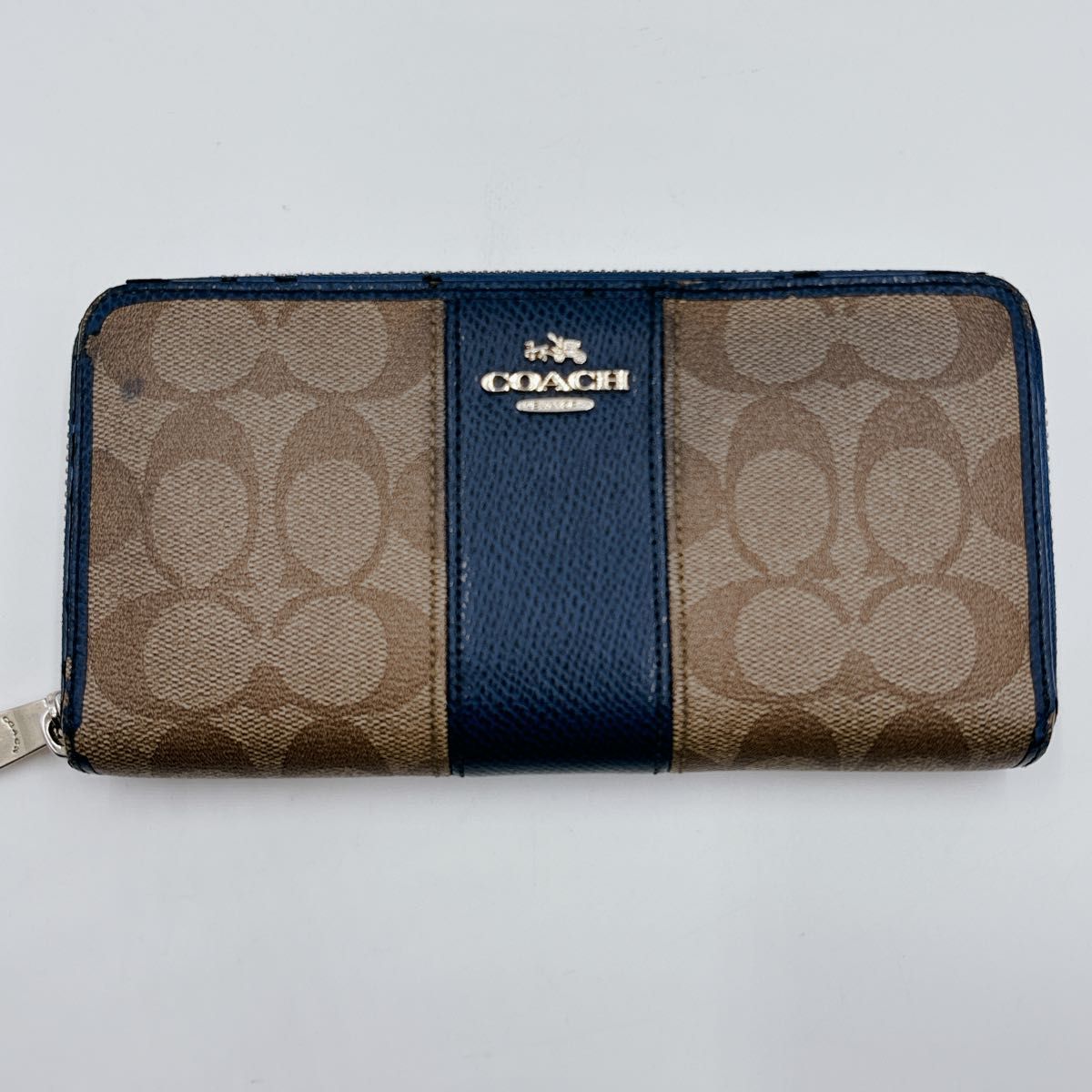 COACH コーチ シグネチャー アコーディオンジップ 長財布 ブルー COACH コーチ シグネチャー アコーディオンジップ 長財布 ブルー