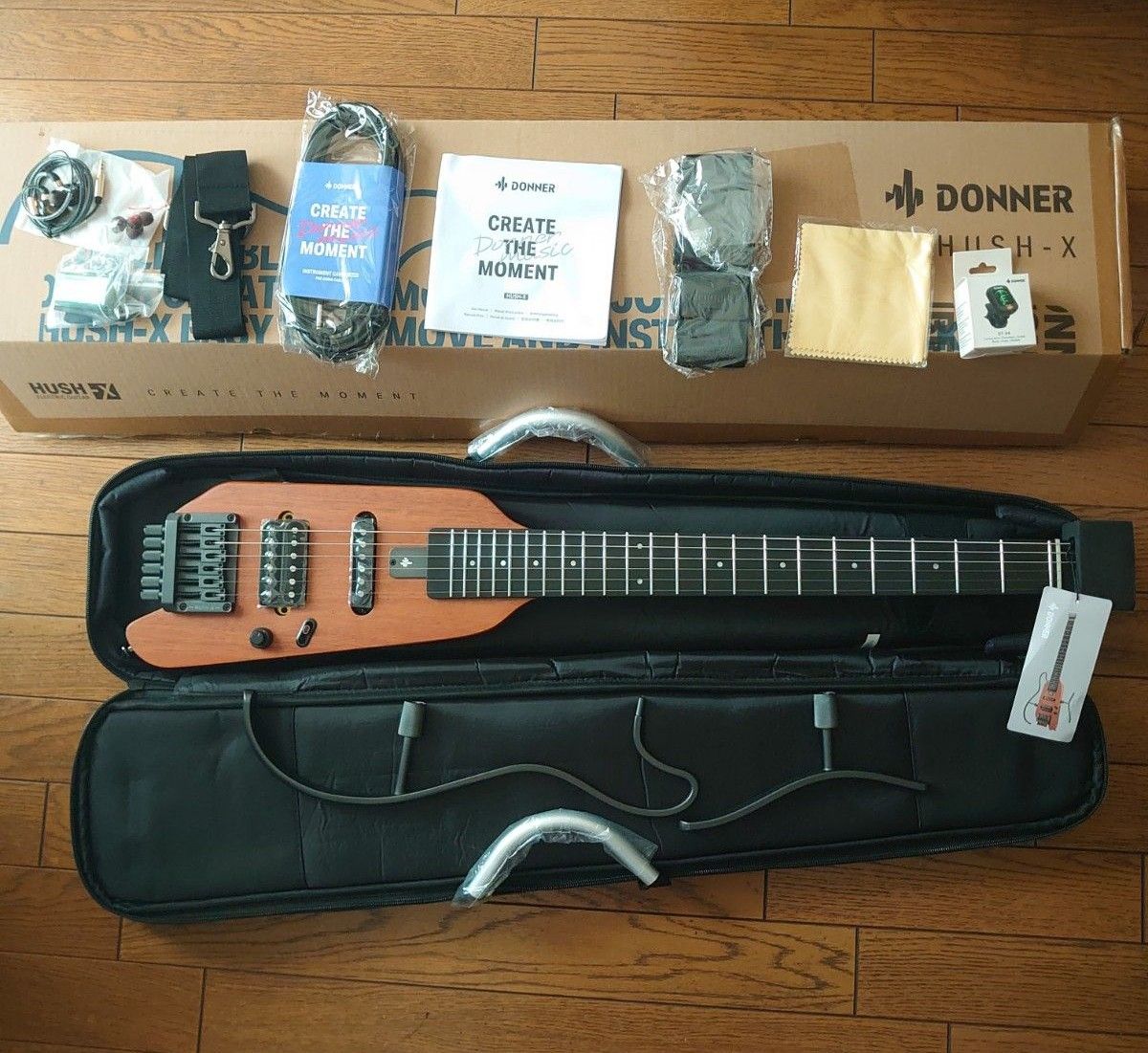 未使用新品 Donner ヘッドレス トラベルギター ポータブル ミニエレキギター マホガニーボディ ナチュラル HUSH-X 未使用新品 Donner ヘッドレス トラベルギター ポータブル ミニエレキギター マホガニーボディ ナチュラル HUSH-X