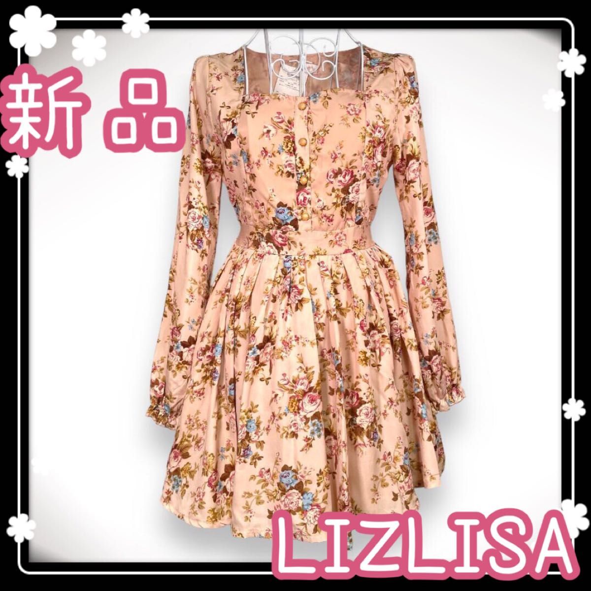 LIZLISA リズリサ 花柄 ワンピース ワンピ リボン ピンク 花柄 LIZLISA リズリサ 花柄 ワンピース ワンピ リボン ピンク 花柄