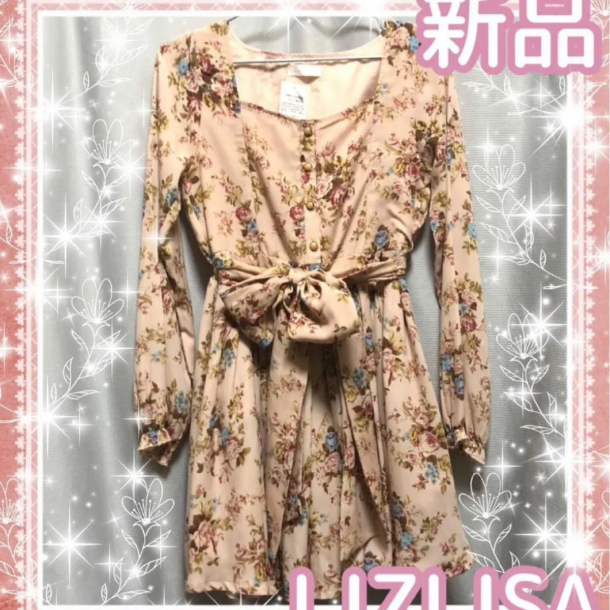 LIZLISA リズリサ 花柄 ワンピース ワンピ リボン ピンク 花柄 LIZLISA リズリサ 花柄 ワンピース ワンピ リボン ピンク 花柄