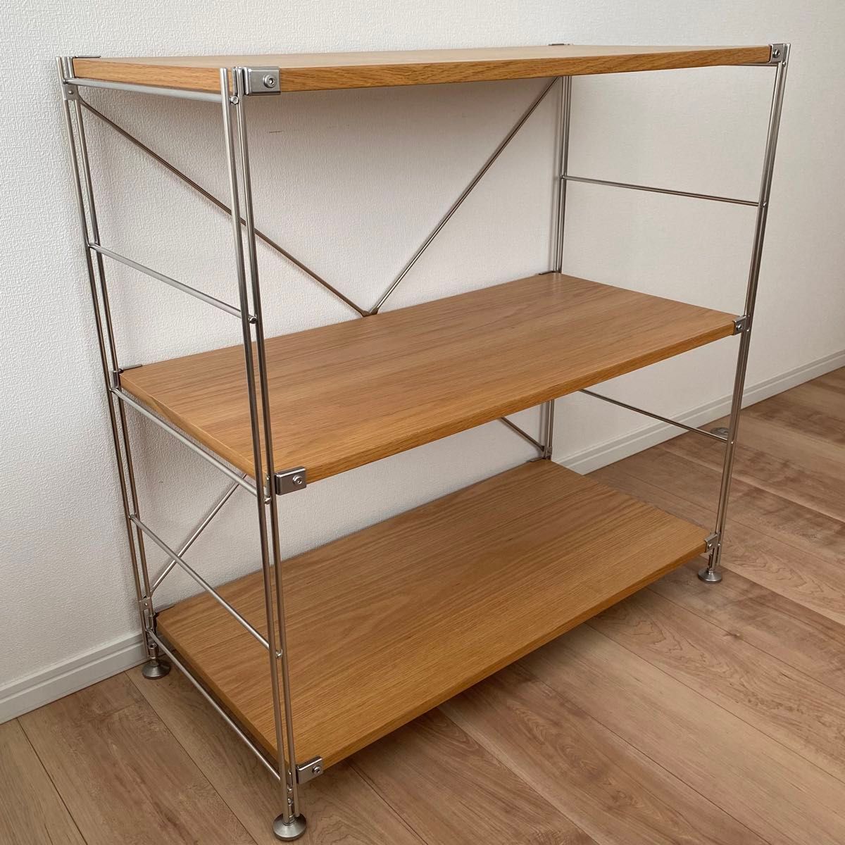 MUJI 無印良品 ステンレス ユニットシェルフ オーク材 棚セット MUJI 無印良品 ステンレス ユニットシェルフ オーク材 棚セット