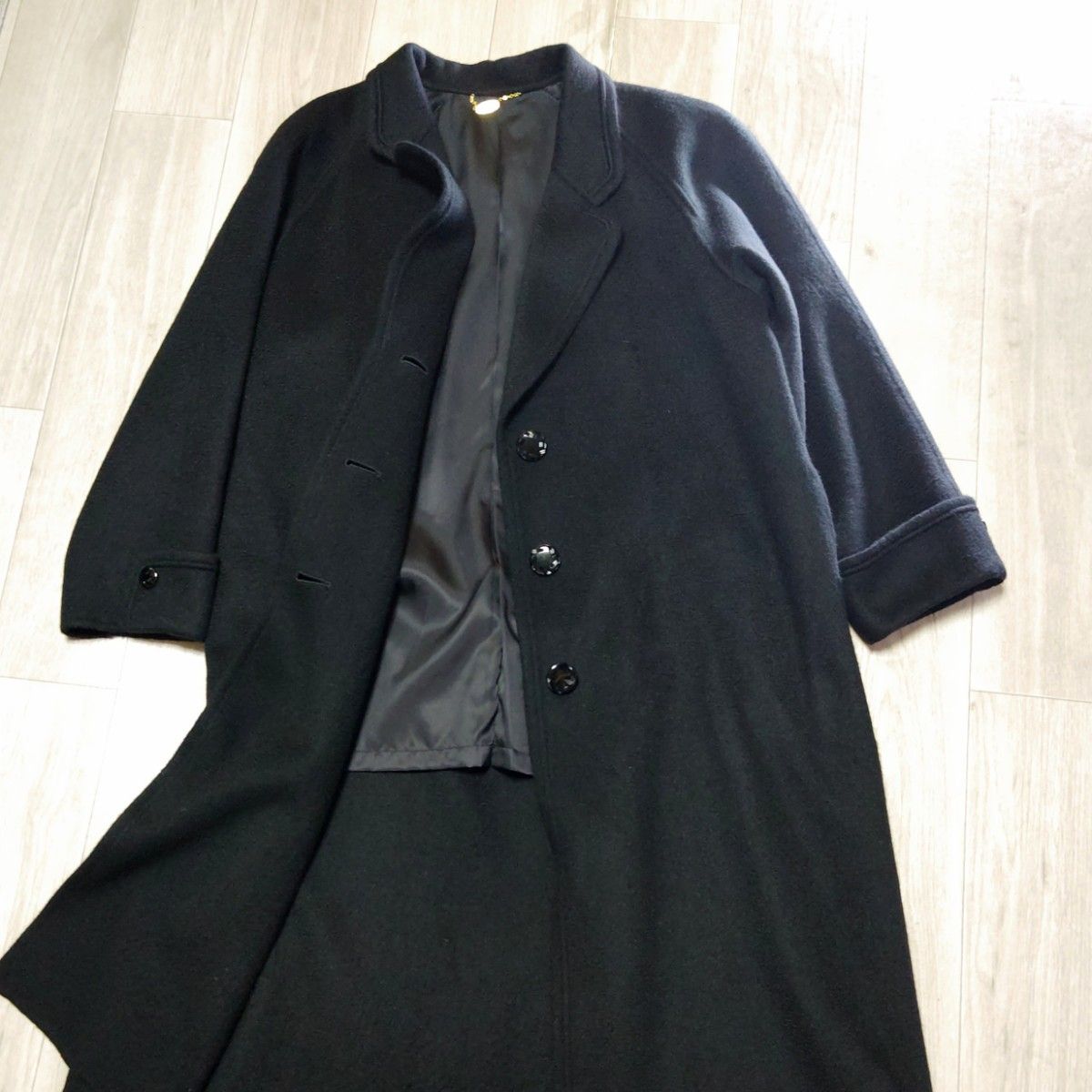Merveille カシミヤ100%コート 日本製 ブラック 9号 レディース Merveille カシミヤ100%コート 日本製 ブラック 9号 レディース